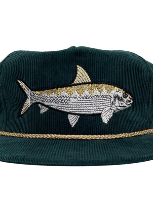 Bonefish Green Corduroy SnapBack Tall Crown Rope Cap Hat Fishing Custom Embroidery