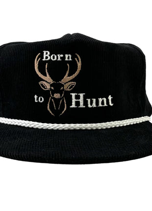 Born to hunt deer hunting on a black corduroy snapback Custom embroidery