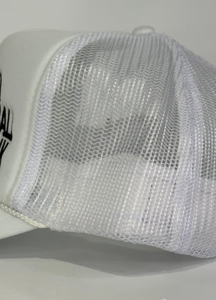 I’m here to watch football and get drunk custom embroidered mesh trucker