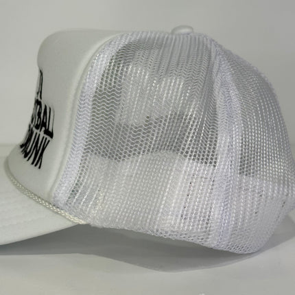 I’m here to watch football and get drunk custom embroidered mesh trucker