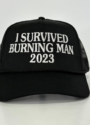 I Survived Burning Man 2023 Custom Embroidered Meme rope mesh SnapBack