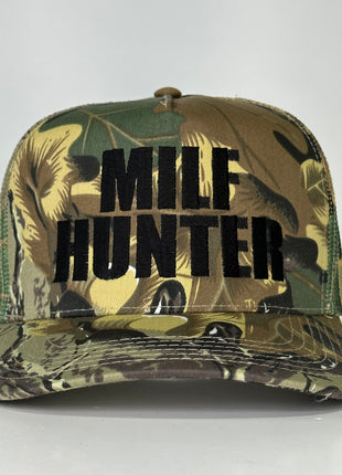 Milf Hunter Custom Embroidered Camo Mesh SnapBack Hat Cap