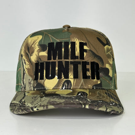 Milf Hunter Custom Embroidered Camo Mesh SnapBack Hat Cap