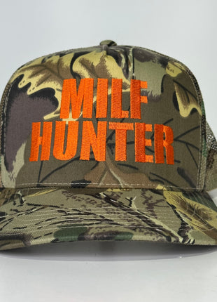 Milf Hunter Custom Embroidered Camo Mesh SnapBack Hat Cap