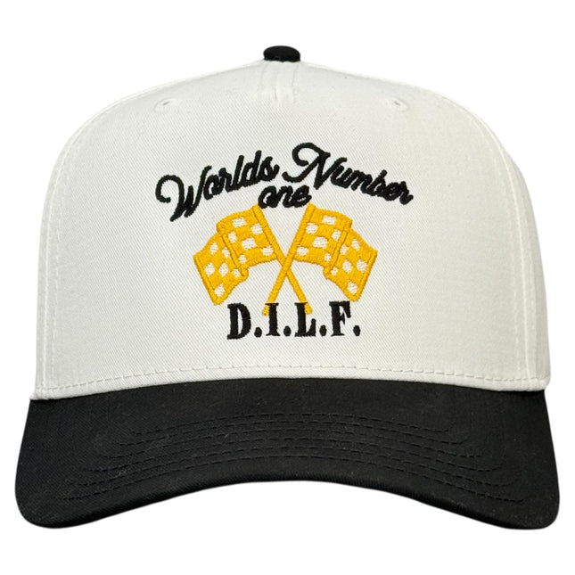 World’s Number One D.I.L.F. Hat Custom Embroidered Racing Dad Cap