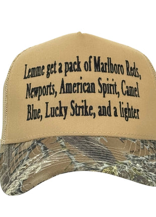 Lemme Get a Pack Camo Trucker Hat Custom Embroidered
