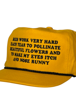Bees Work Very Hard Funny Hat Allergy Humor Trucker Cap, Sarcastic Bee Joke Snapback