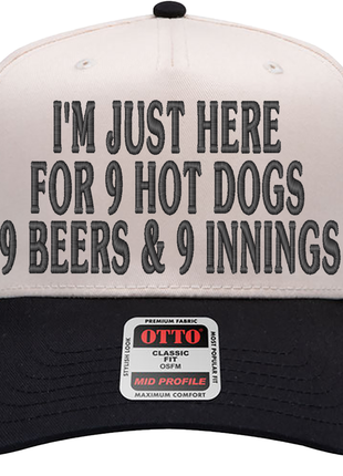999 Challenge Hat 9 Beers 9 Hot Dogs 9 Innings Baseball Cap Funny Game Day Hat