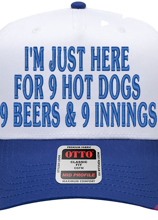 999 Challenge Hat 9 Beers 9 Hot Dogs 9 Innings Baseball Cap Funny Game Day Hat