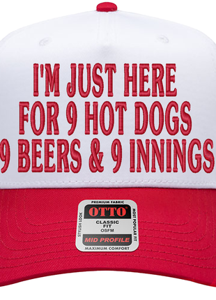 999 Challenge Hat 9 Beers 9 Hot Dogs 9 Innings Baseball Cap Funny Game Day Hat