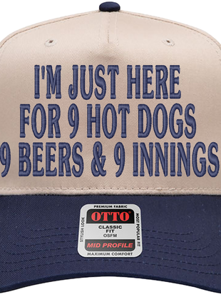 999 Challenge Hat 9 Beers 9 Hot Dogs 9 Innings Baseball Cap Funny Game Day Hat