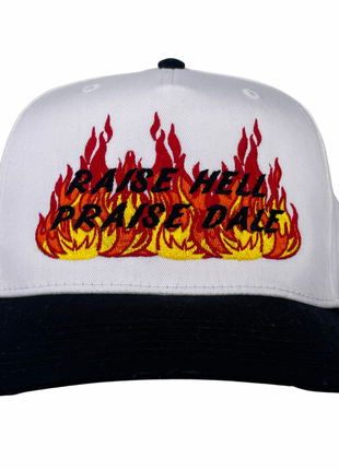 Raise Hell Praise Dale Custom Embroidered SnapBack White/Black