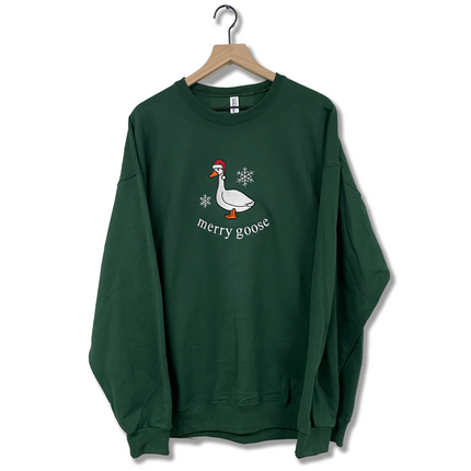 Merry Goose Custom Embroidered Dark Green Crew Neck