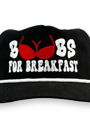 BOOBS FOR BREAKFAST ROPE HAT Custom Embroidered