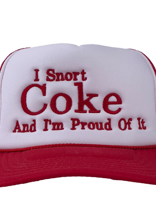 I Snort Coke And I’m Proud Of It Custom Embroidered Mesh Trucker rope snapback