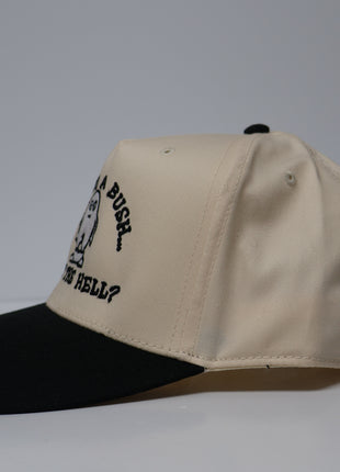 Dude it’s got a bush what the H custom embroidered hat SnapBack cream/black I Think You Should Affirm