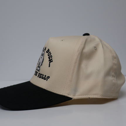 Dude it’s got a bush what the H custom embroidered hat SnapBack cream/black I Think You Should Affirm