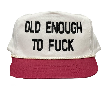 Old enough to f custom embroidered official collab with heath Cordes SnapBack rope hat