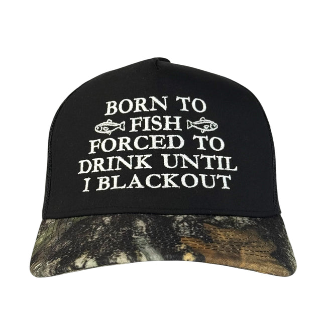 Born to Fish Forced to Drink Funny Fishing & Drinking Hat Custom Embroidered Cap