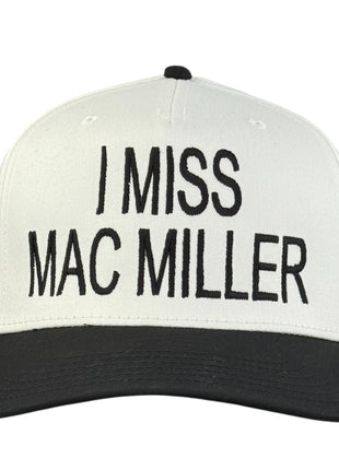 I Miss Mac Miller White Black Brim Hat Custom Embroidered Cap