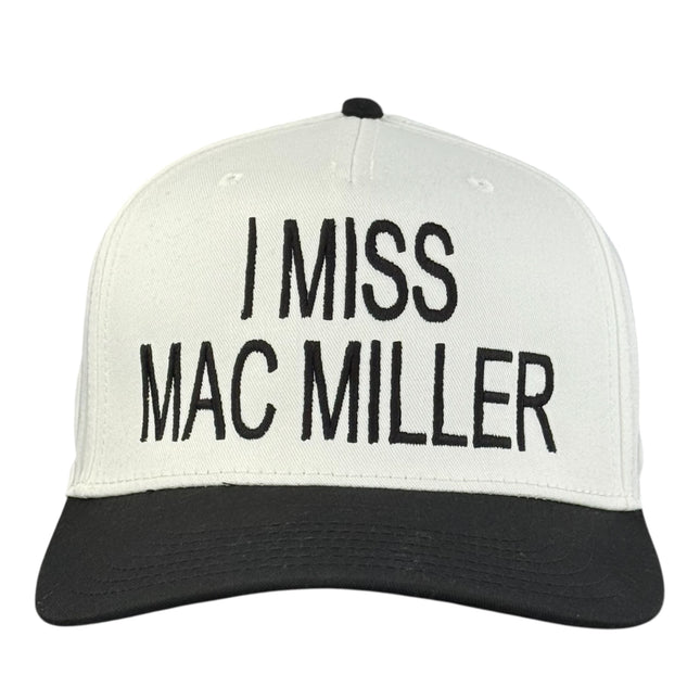 I Miss Mac Miller White Black Brim Hat Custom Embroidered Cap