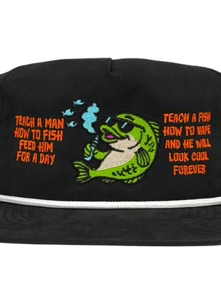 Teach a Man How To Fish Hat Custom Embroidered