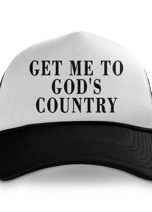 Get Me To God’s Country Custom Printed Mesh Trucker Hat