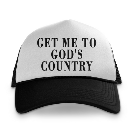 Get Me To God’s Country Custom Printed Mesh Trucker Hat