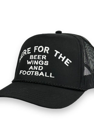 Here For The Beer Wing’s and Football Hat Custom Embroidery