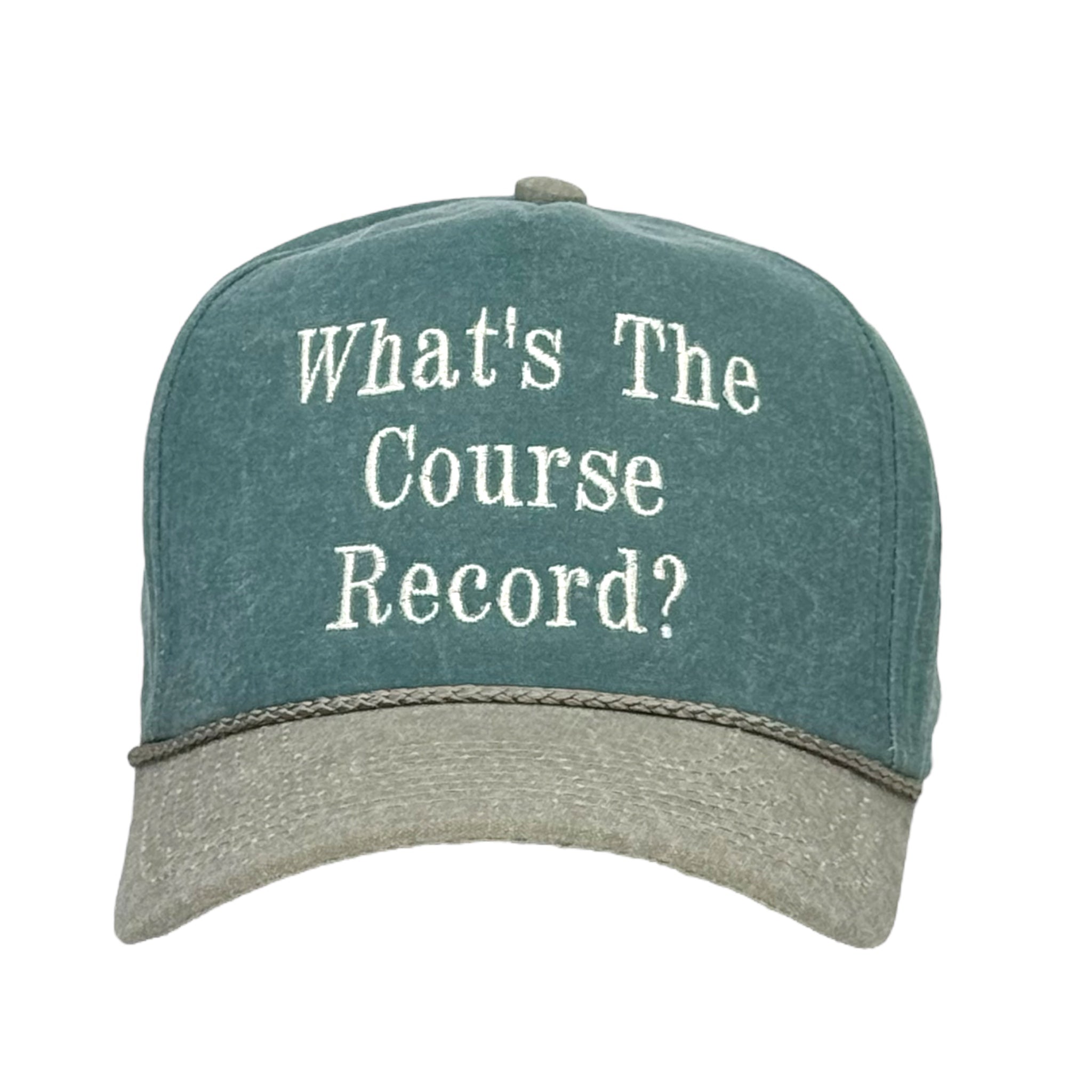 Course Picture Hat What’s The Course Record Hat Custom Embroidered – Old School Hats