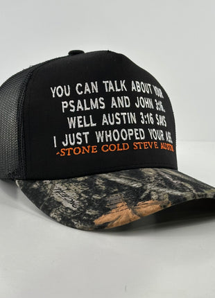Austin 3:16 Black/Camo Mesh SnapBack Custom Embroidered