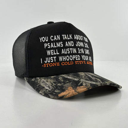 Austin 3:16 Black/Camo Mesh SnapBack Custom Embroidered