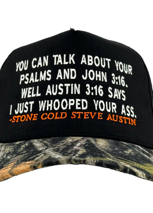 Austin 3:16 Black/Camo Mesh SnapBack Custom Embroidered