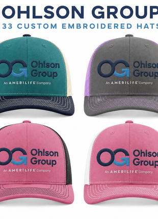 OHLSON-HATS-33 — 33 Ohlson Production embroidered hats