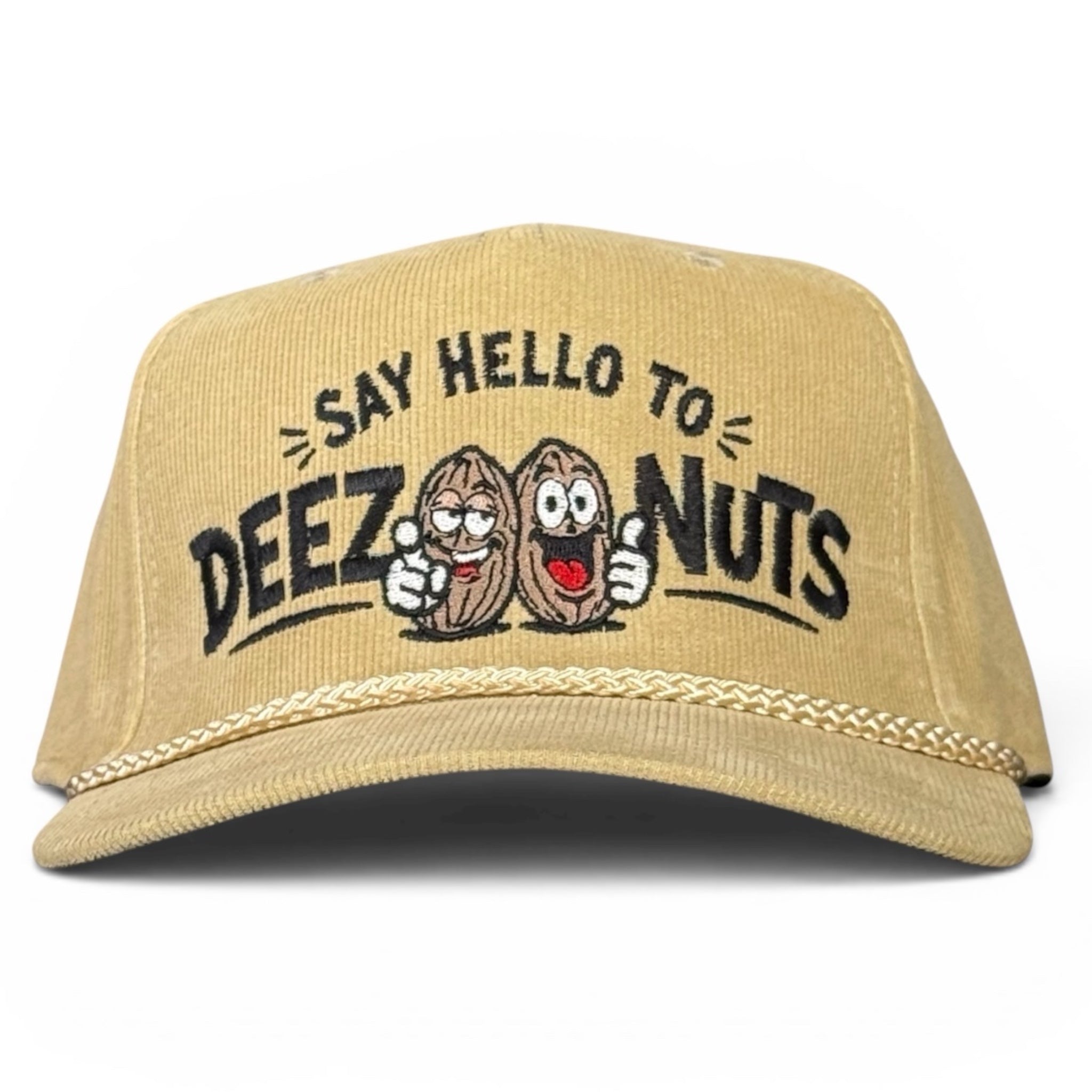 Say Hello To Deez Nuts Corduroy Rope Hat Funny Embroidered