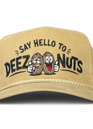 Say Hello To Deez Nuts Corduroy Rope Hat Funny Embroidered Snapback