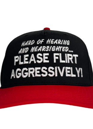 Hard Of Hearing Please Flirt Aggressively Custom Embroidered Hat