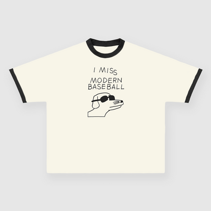 I Miss Modern Baseball Custom Printed Ivory/Black Ringer T-Shirt