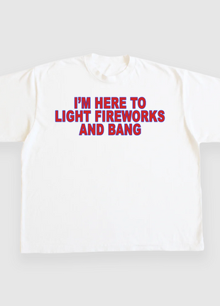 IM HERE TO LIGHT FIREWORKS AND BANG CUSTOM PRINTED T-SHIRT