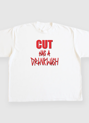Cut Has A Drinkwish Custom Printed T-shirt WHITE