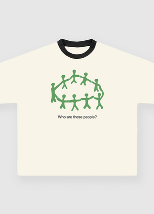 WHO ARE THESE PEOPLE? Custom Printed Cream/Black Ringer T-Shirt