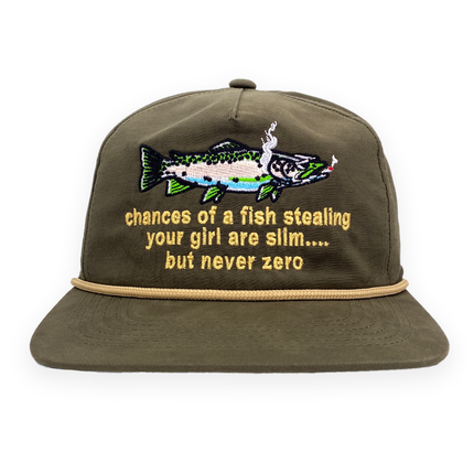 Chances of a Fish Stealing Your Girl Custom Embroidered Hat