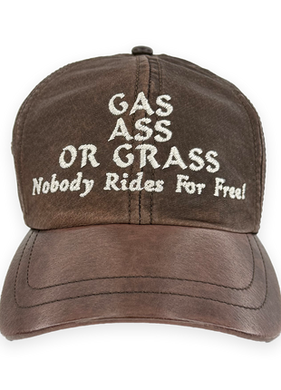 Gas Ass or Grass Embroidered Leather Hat