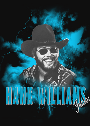 Hank Williams Junior CUSTOM PRINTED BLACK T-SHIRT