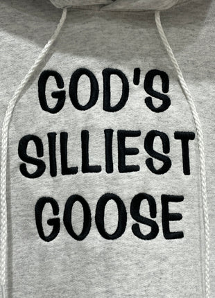 God's Silliest Goose Ash Gray Hoodie Custom Embroidered