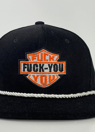 F you F You Custom Embroidered Black corduroy snapback