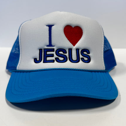 I LOVE JESUS Mesh Trucker SnapBack Cap Hat Custom Embroidered