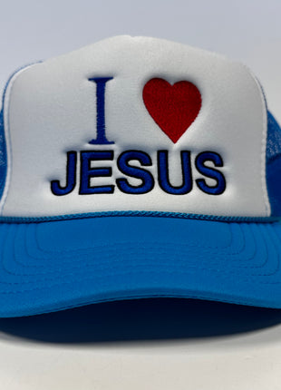 I LOVE JESUS Mesh Trucker SnapBack Cap Hat Custom Embroidered