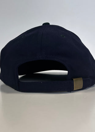 WILL WORK FOR Vintage Mid Crown Navy Blue Strapback Funny Cap Hat Custom Embroidered