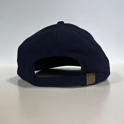 WILL WORK FOR Vintage Mid Crown Navy Blue Strapback Funny Cap Hat Custom Embroidered